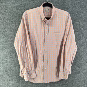 J.Crew Shirt Mens Medium Orange Blue Checkered Flannel Button Down Comfort